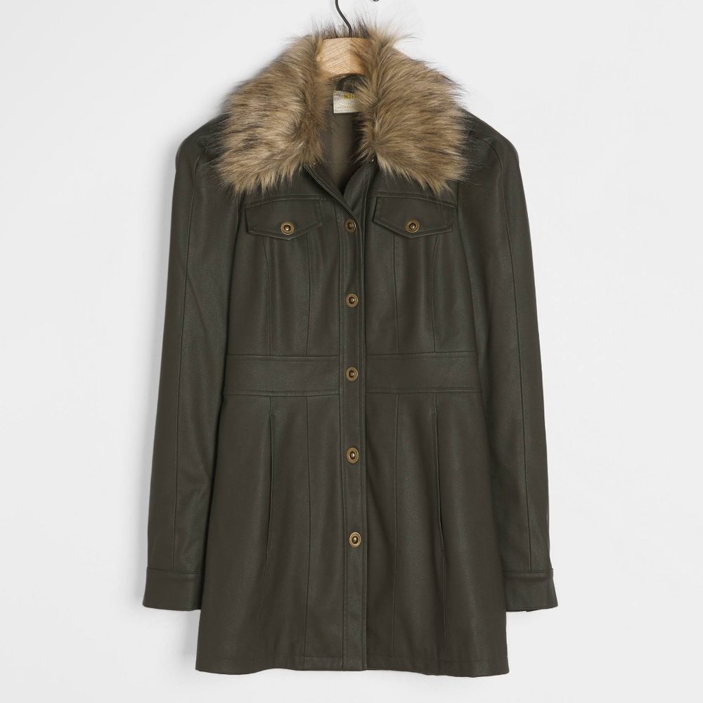 HTF Anthropologie Maeve Kellie Faux Leather Coat